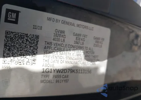 2019 Chevrolet Corvette Grand Sport from USA, damaged, VIN 1G1YW2D79K5113156